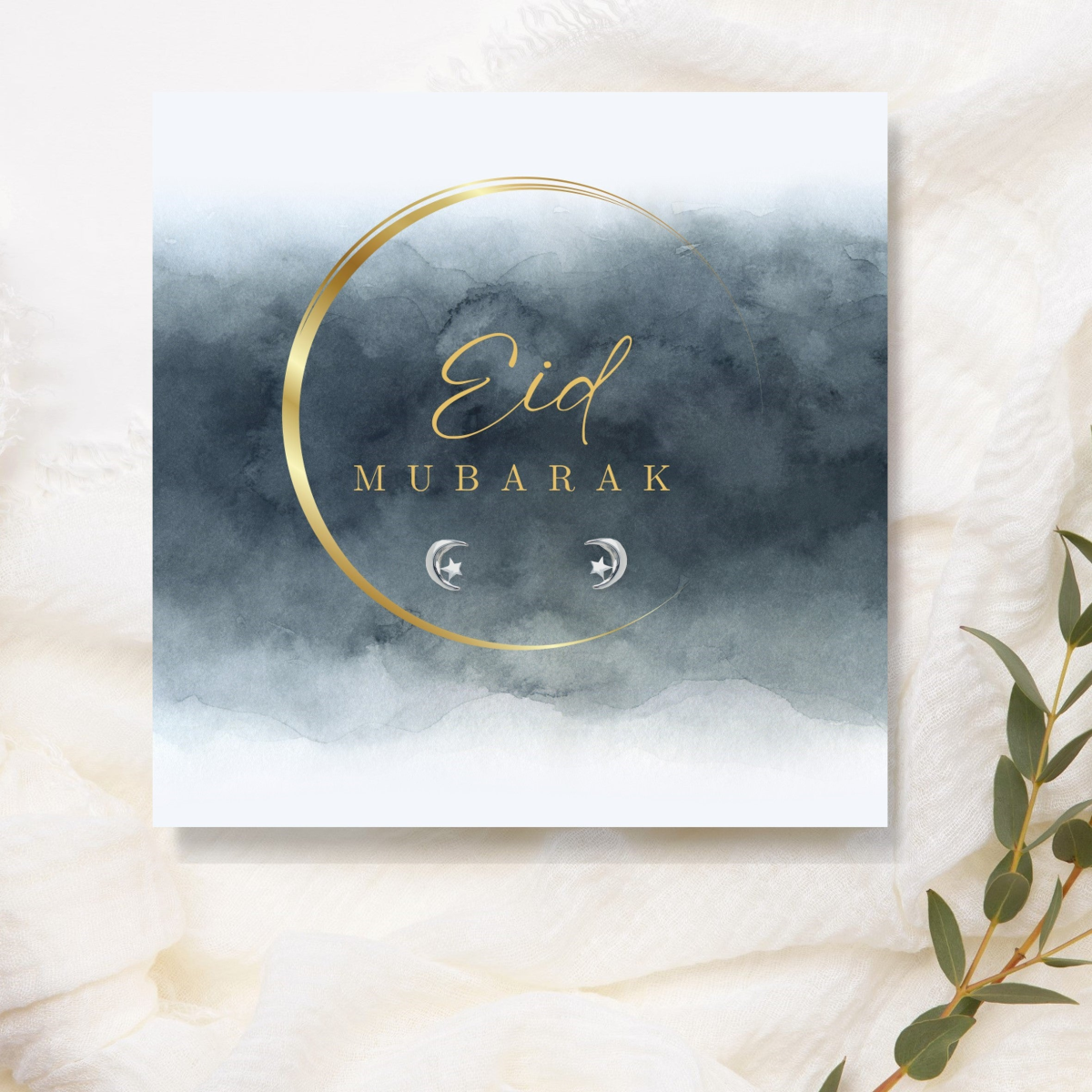 Eid Mubarak Moon & Star Earrings o& Gift Card