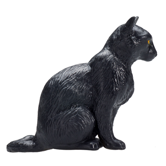 Cat Sitting Black Toy  Realistic Pet Figurine