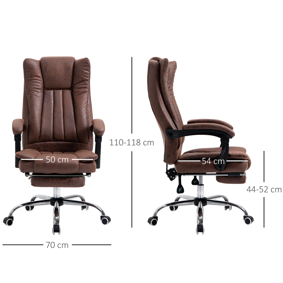 Executive Office Chair Computer Swivel Chair for Home with Arm, Footrest, Brown