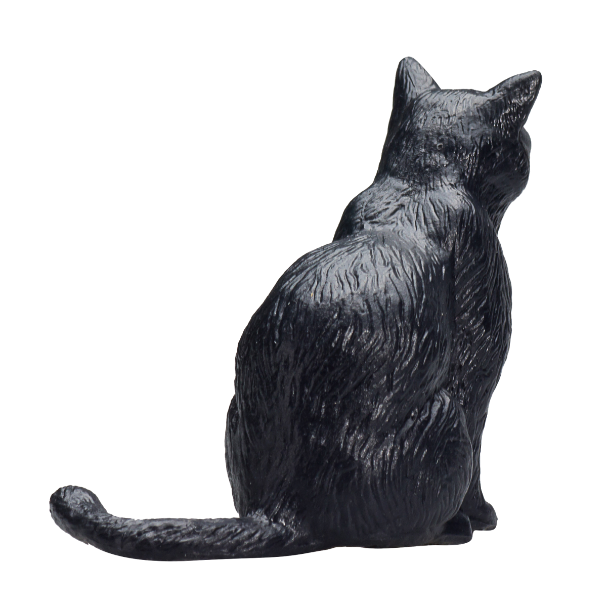 Cat Sitting Black Toy  Realistic Pet Figurine