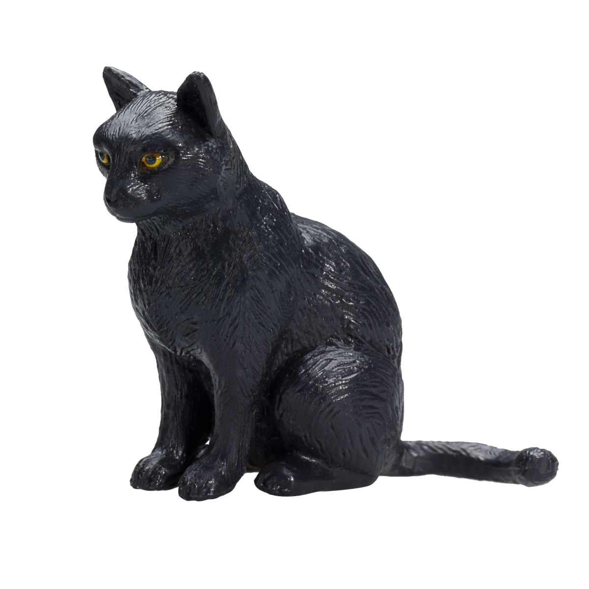 Cat Sitting Black Toy  Realistic Pet Figurine