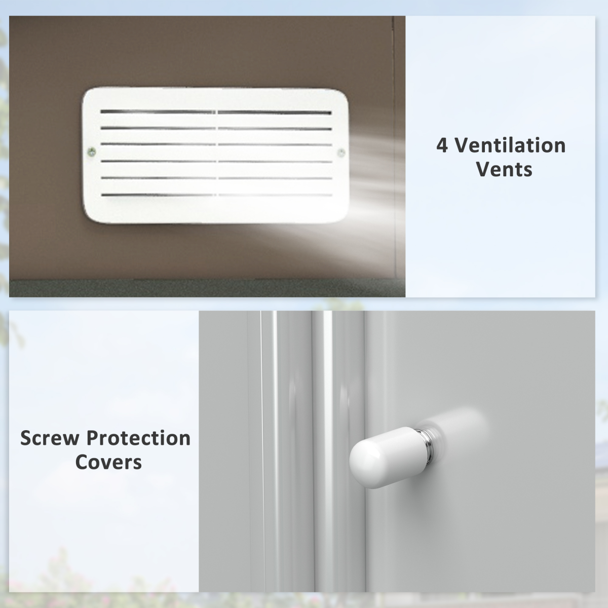 Garden Shed Storage Unit w/Locking Door Floor Foundation Vent Brown