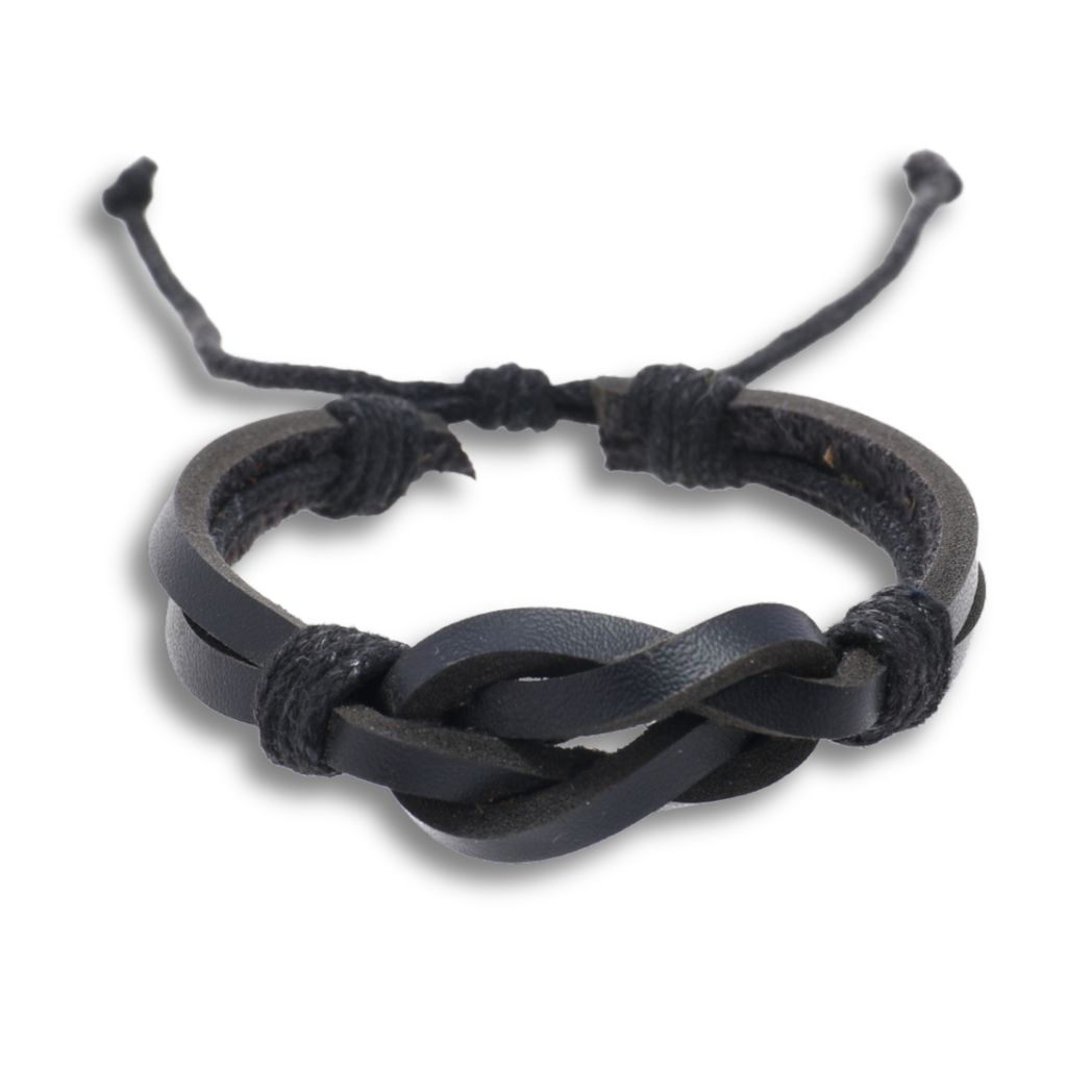 Black Leather Retro Knot Bracelet