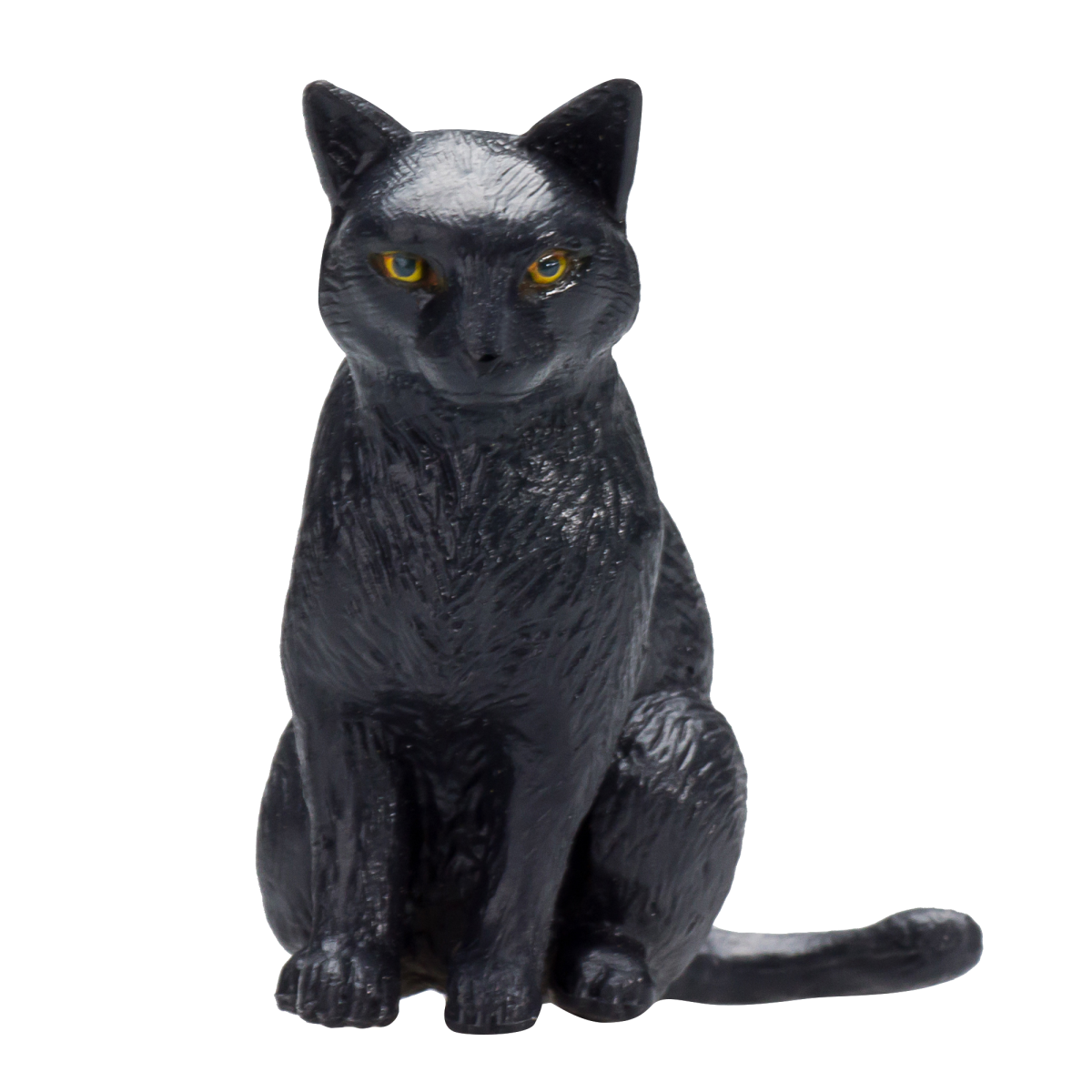 Cat Sitting Black Toy  Realistic Pet Figurine